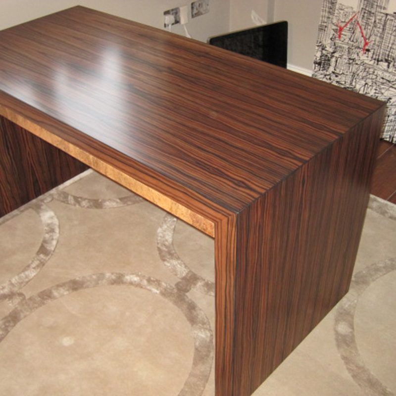 Work desk made from Macassar ebony with burr Elm drawers